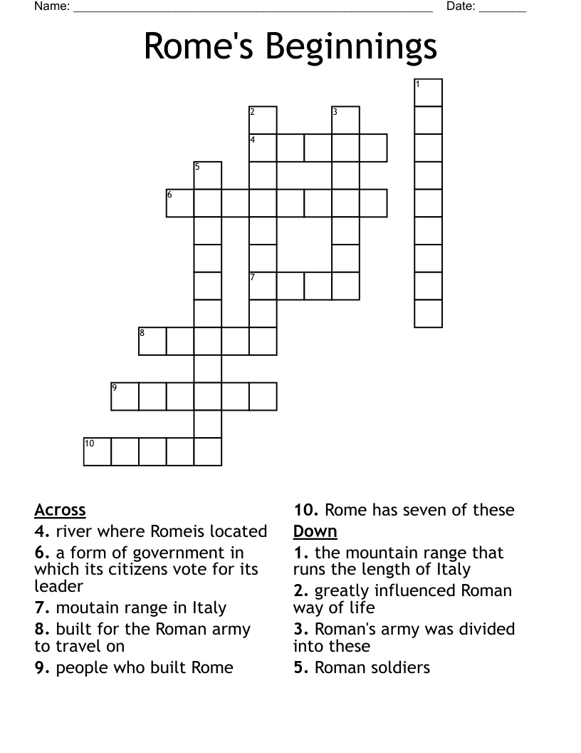 Rome's Beginnings Crossword