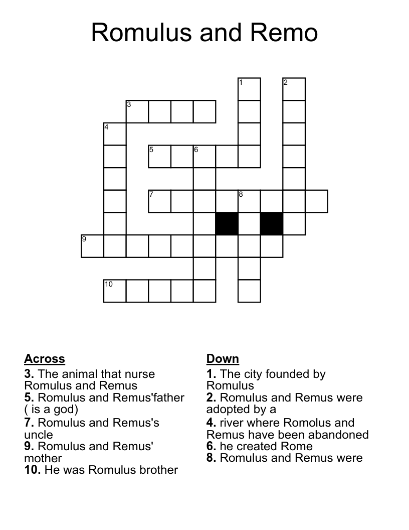 Romulus and Remo Crossword