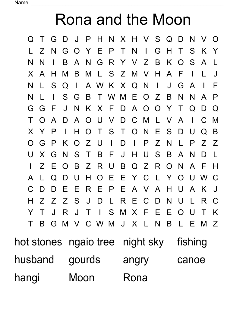 Rona and the Moon Word Search