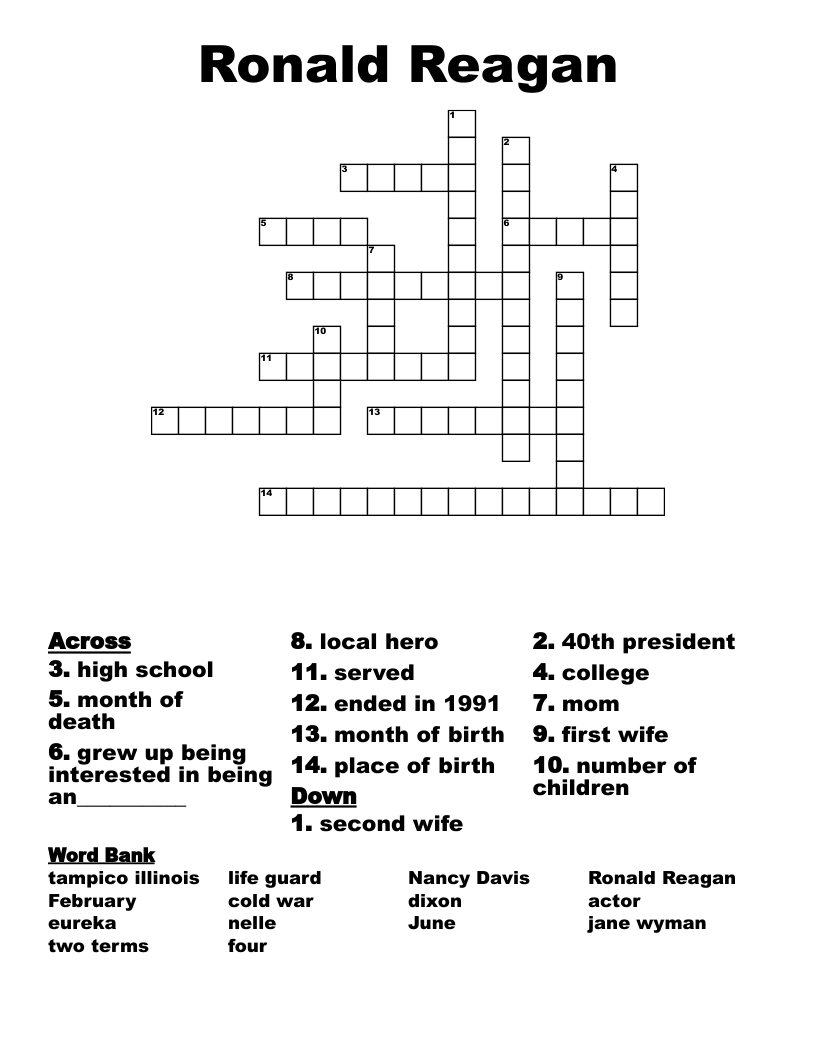 Ronald Reagan Crossword
