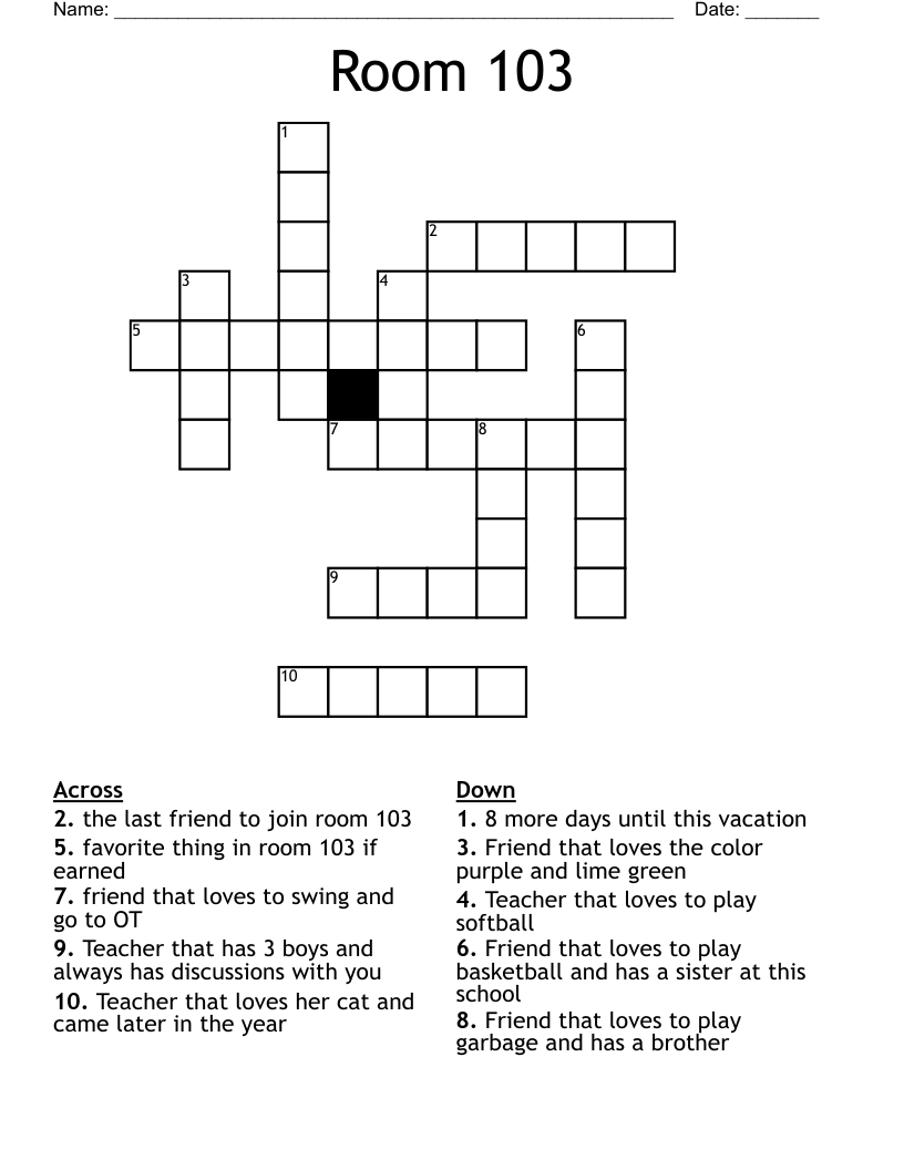 Room 103 Crossword