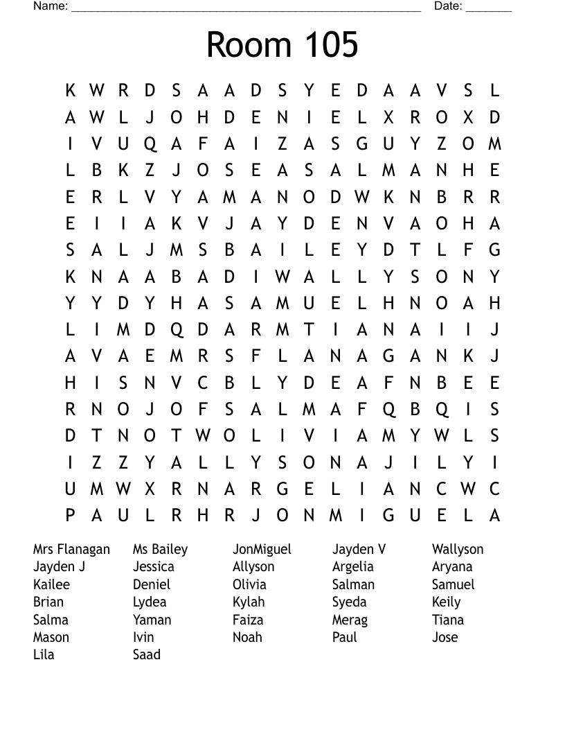 Room 105 Word Search