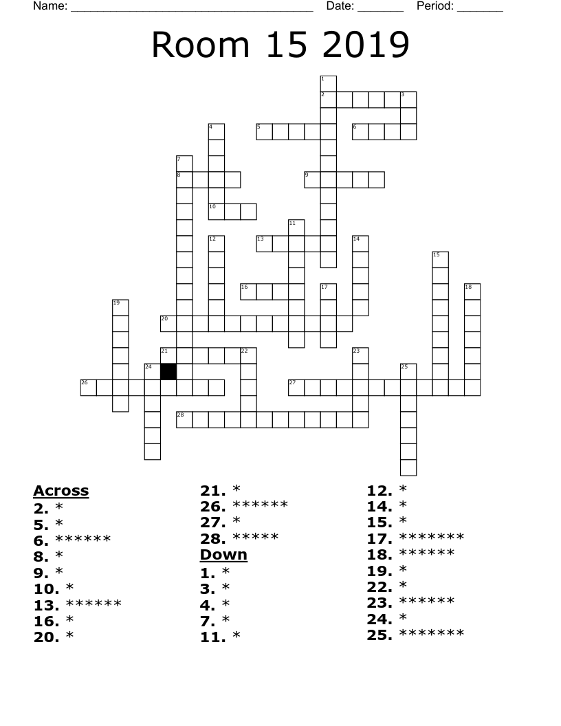 Room 15 2019 Crossword