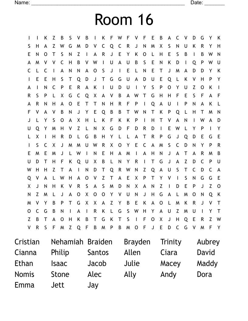 Room 16 Word Search