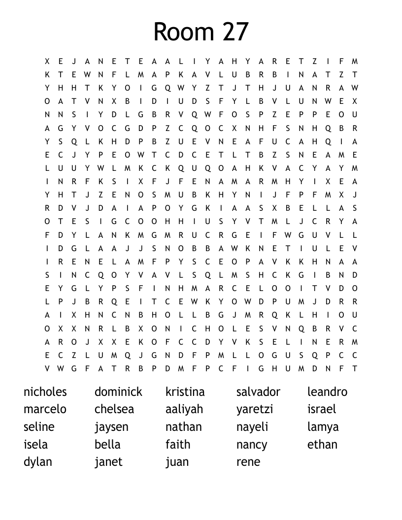 Room 27 Word Search