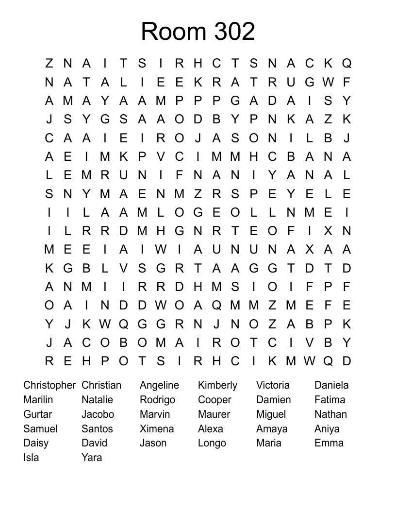 Room 302 Word Search