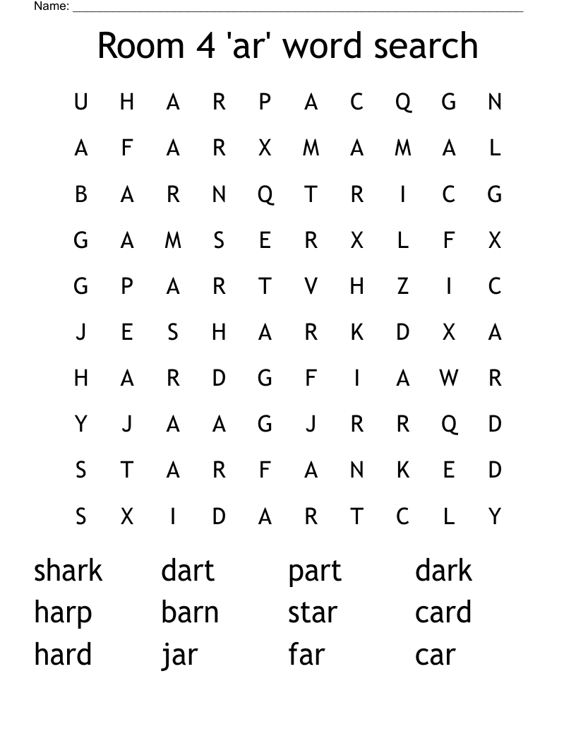 Room 4 'ar' word search