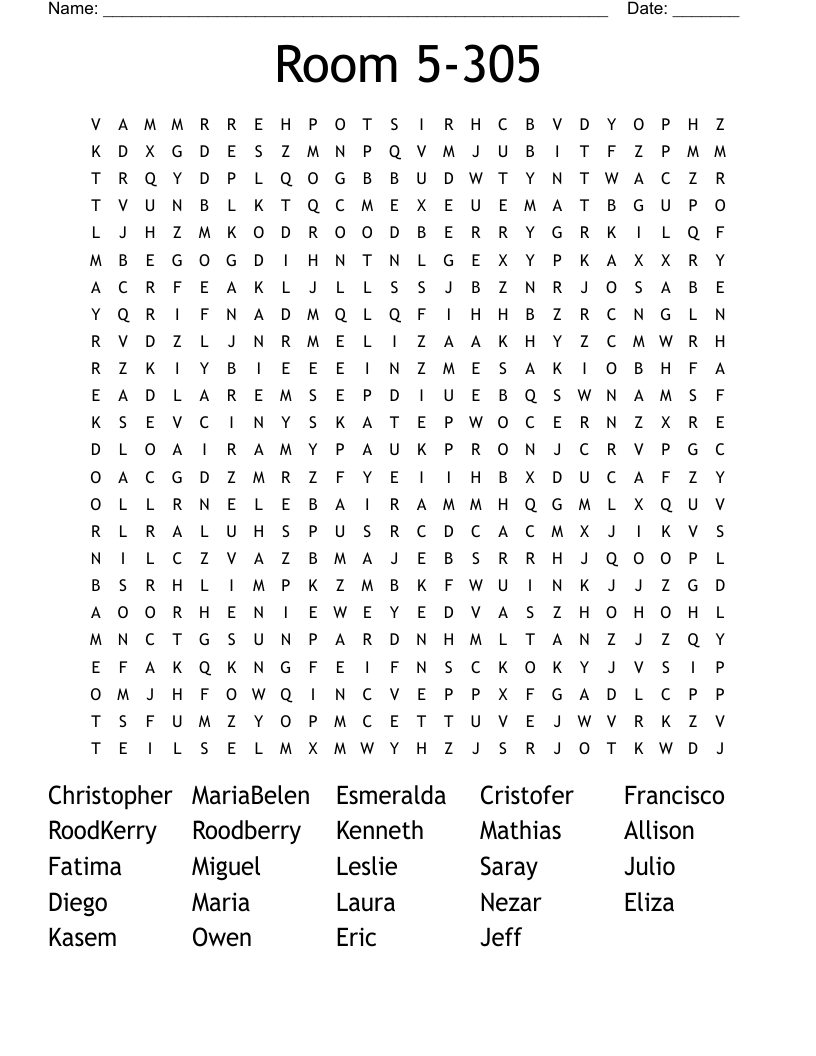 Room 5-305 Word Search