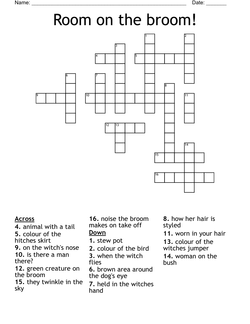 Room on the broom!  Crossword