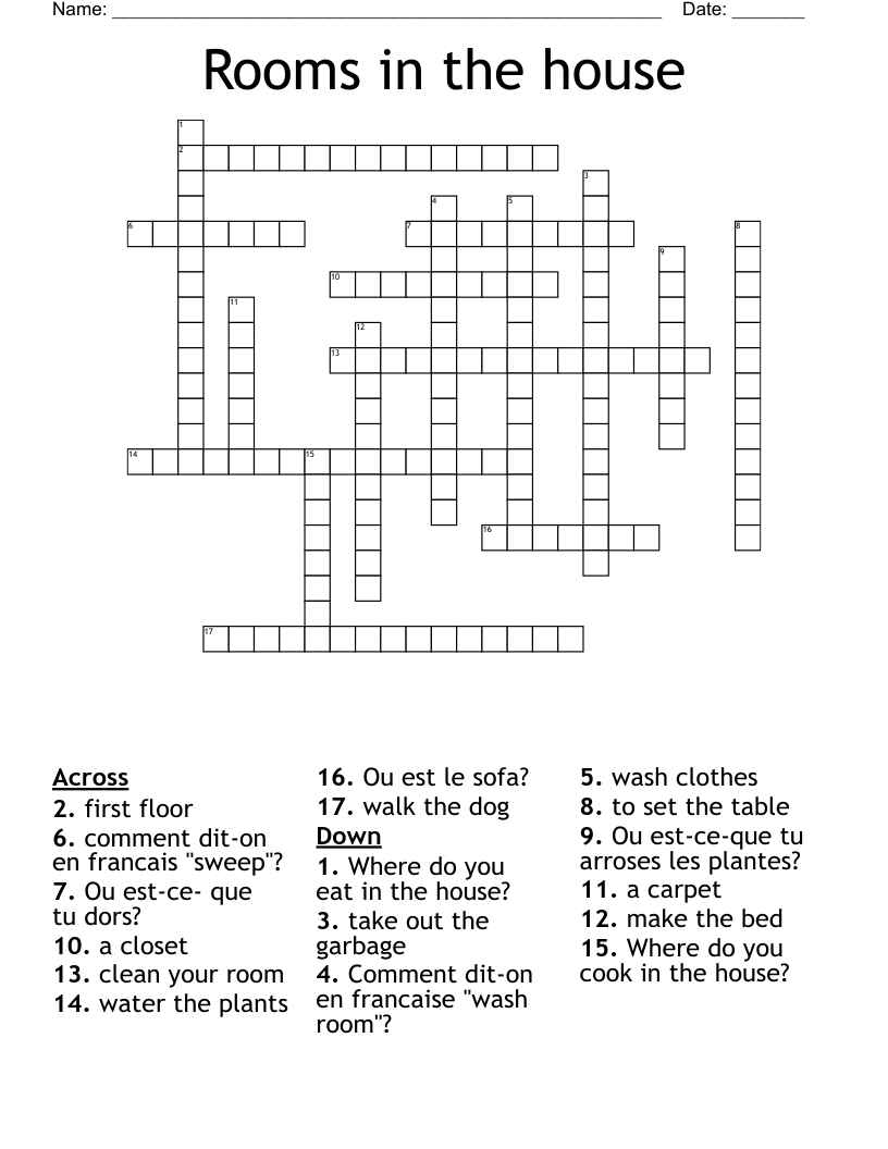 Rooms in the house Crossword