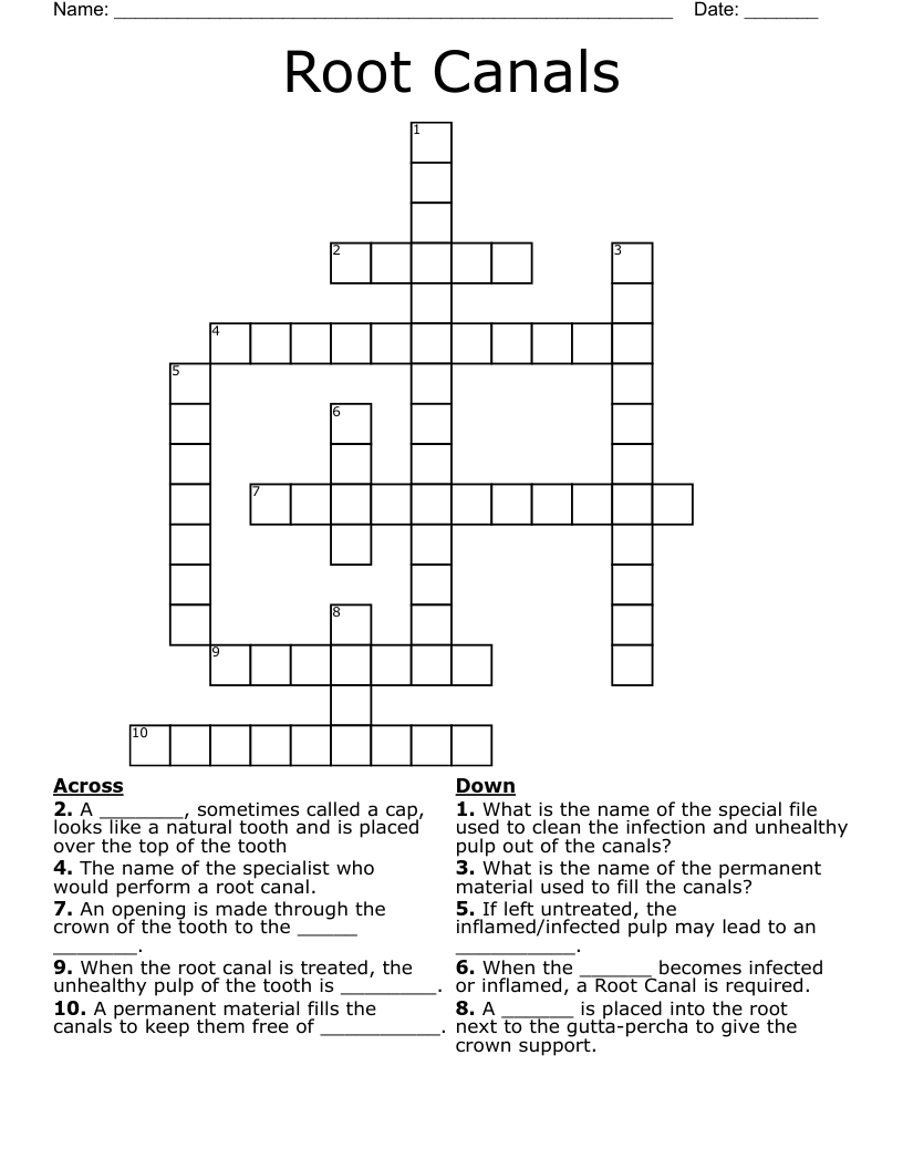Root Canals Crossword