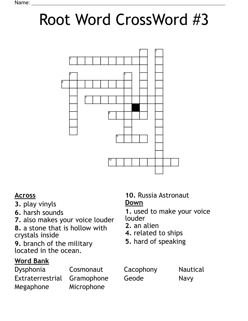 Root Word CrossWord #3