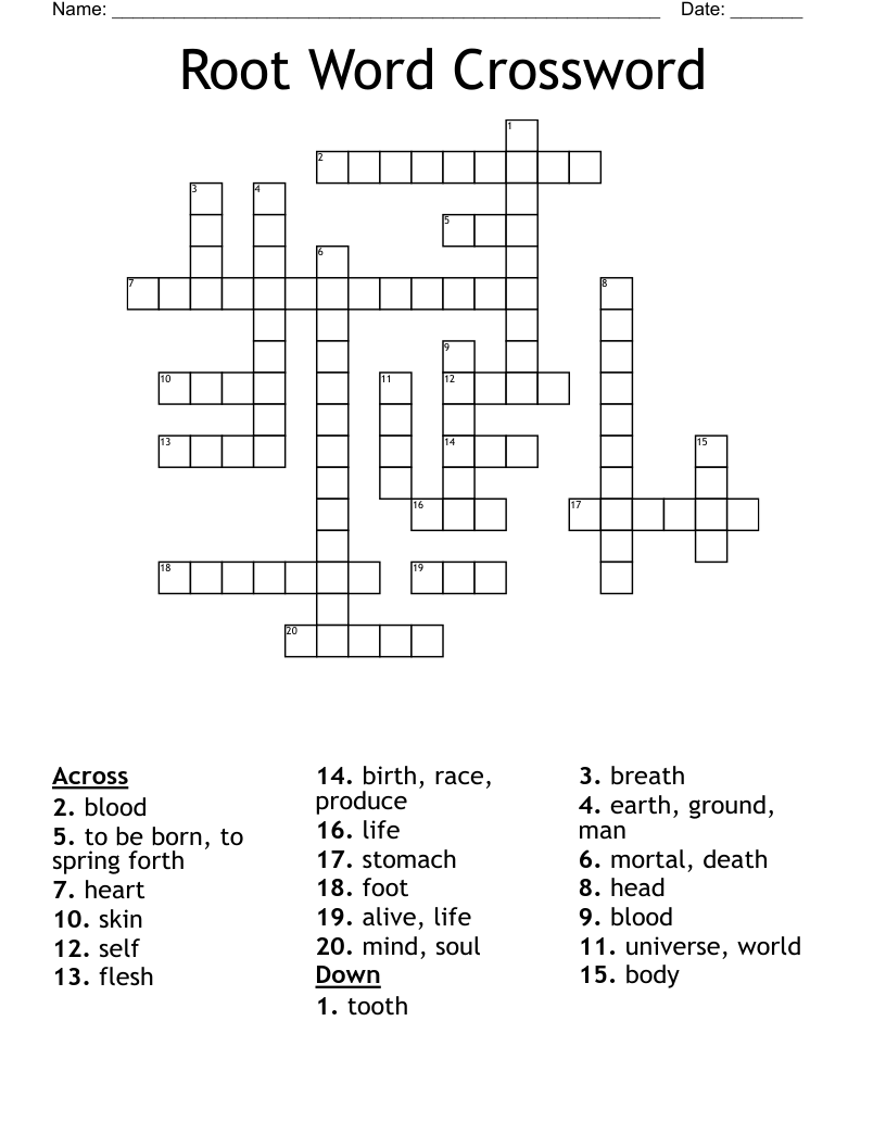 Root Word Crossword