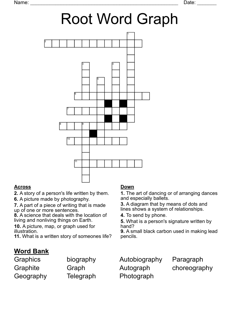 Root Word Graph Crossword
