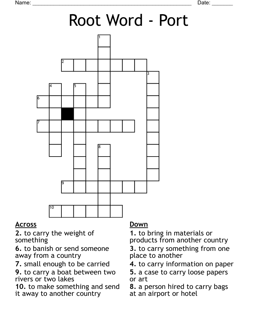 Root Word - Port Crossword