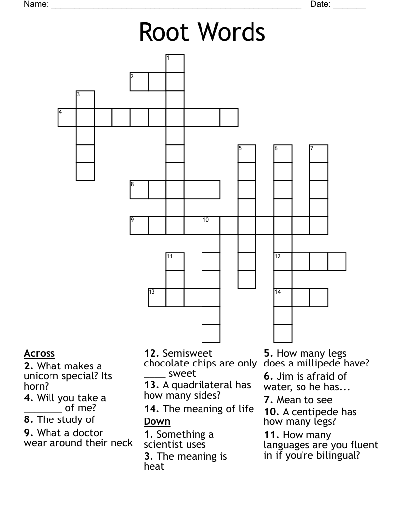 Root Words Crossword
