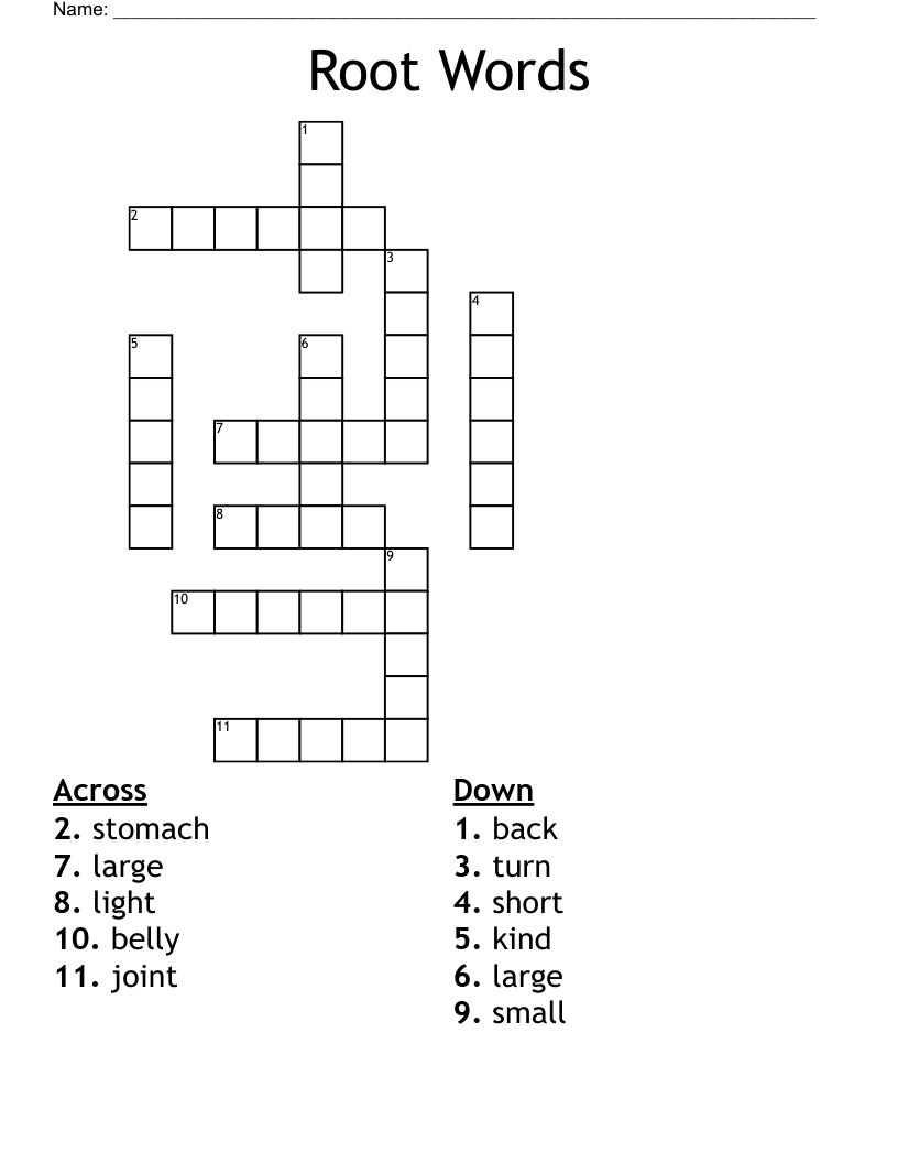 Root Words Crossword