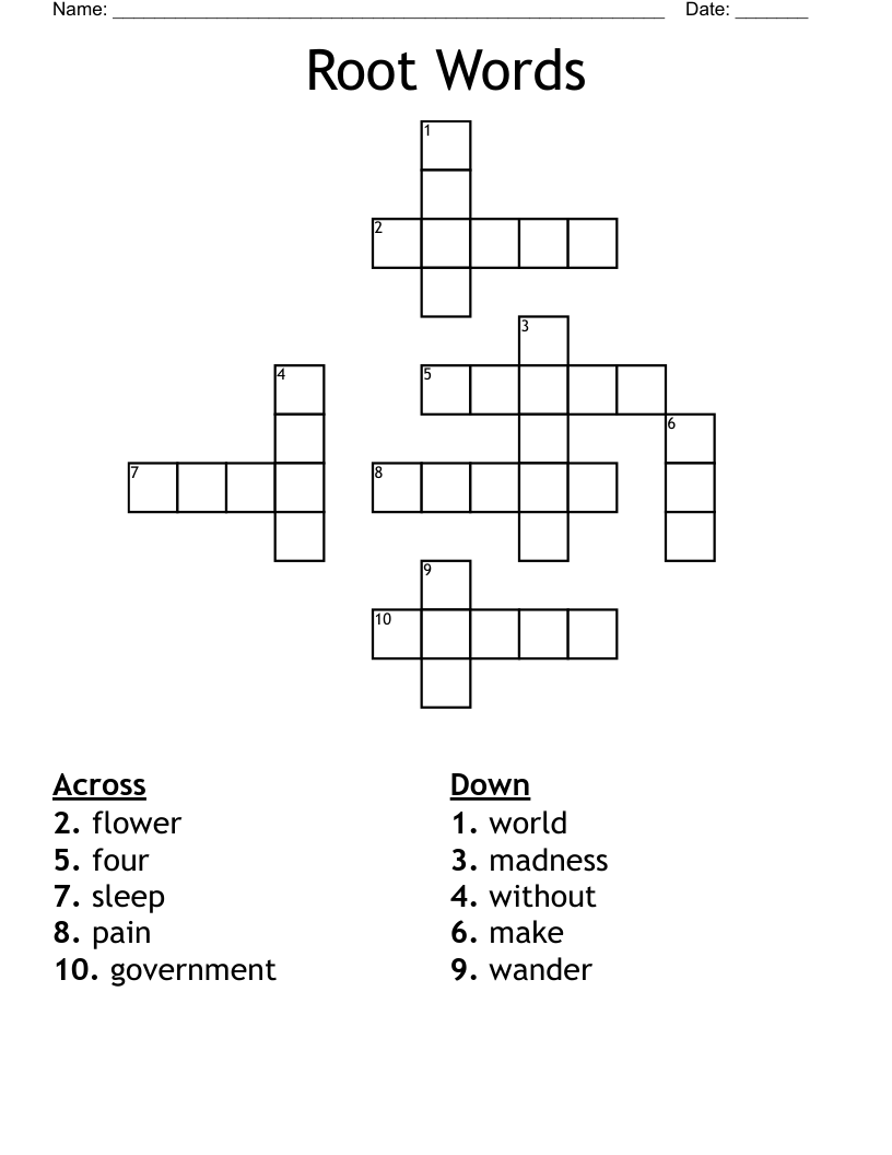 Root Words Crossword
