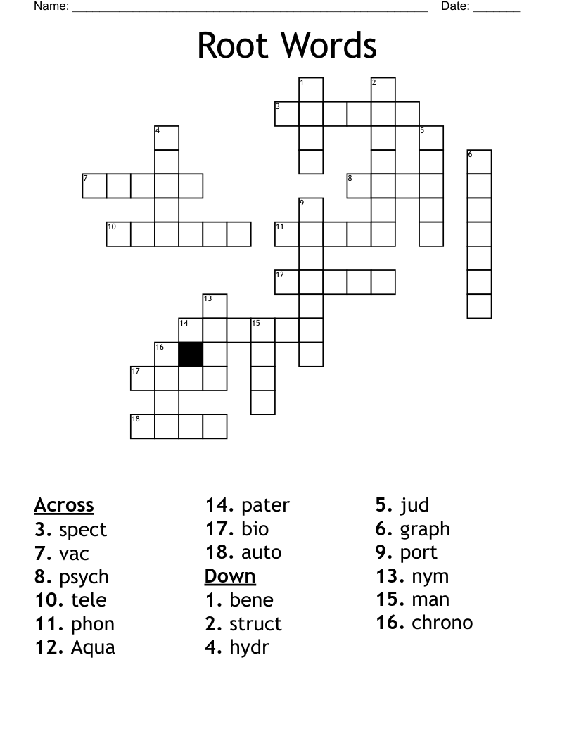 Root Words Crossword