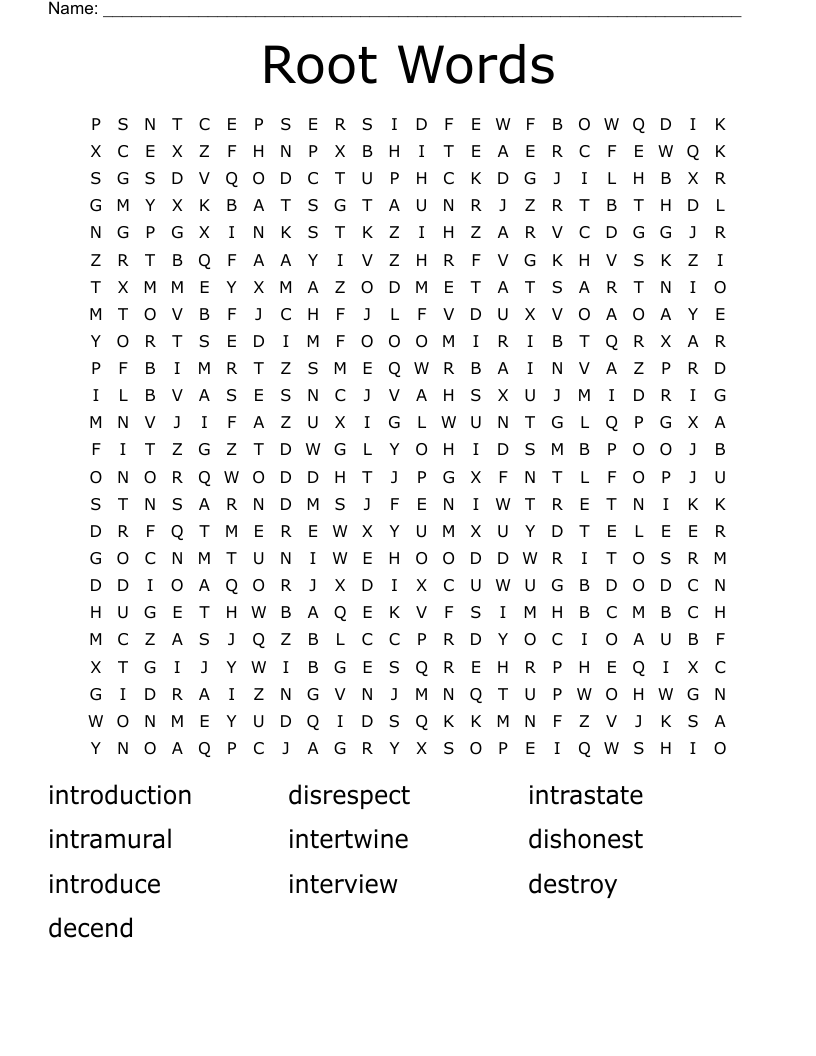 Root Words Word Search