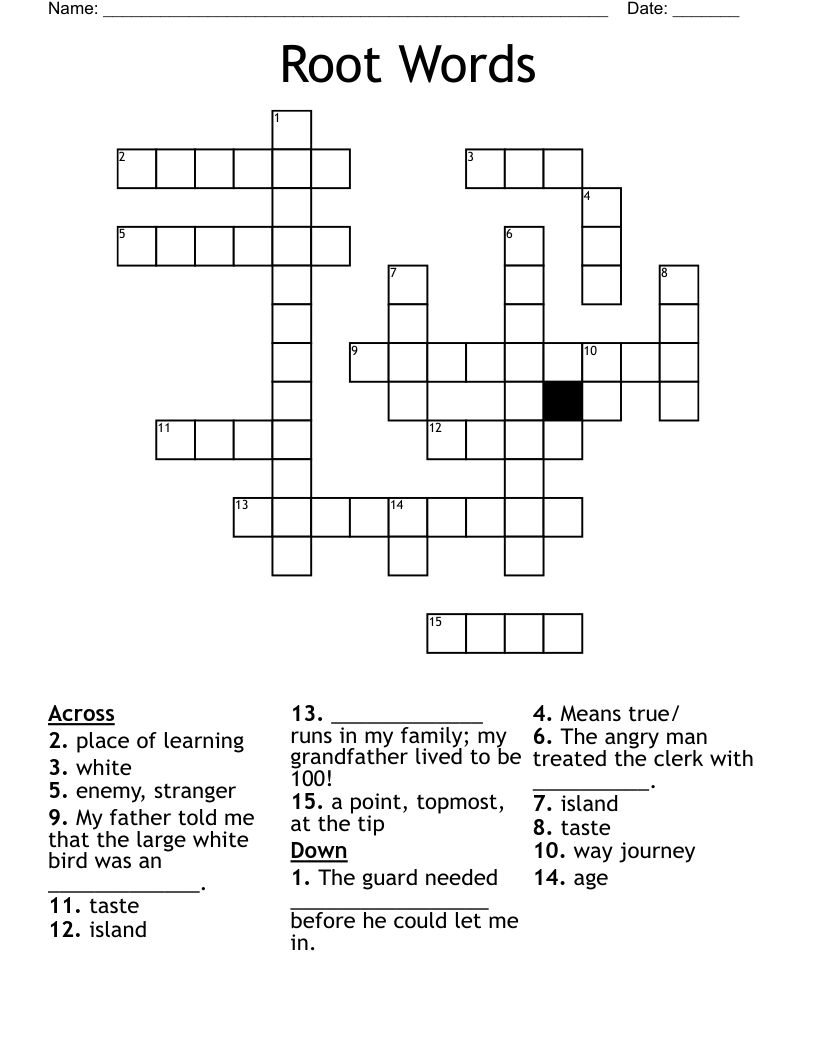 Root Words Crossword