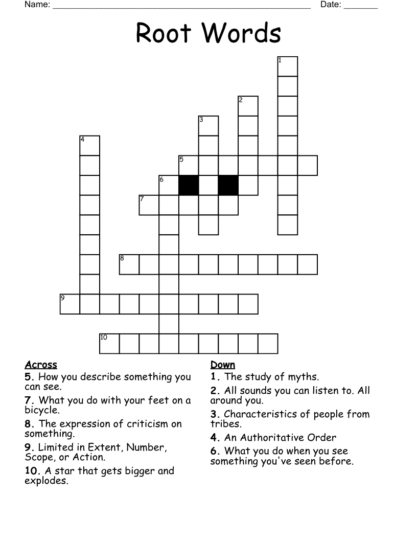 Root Words Crossword