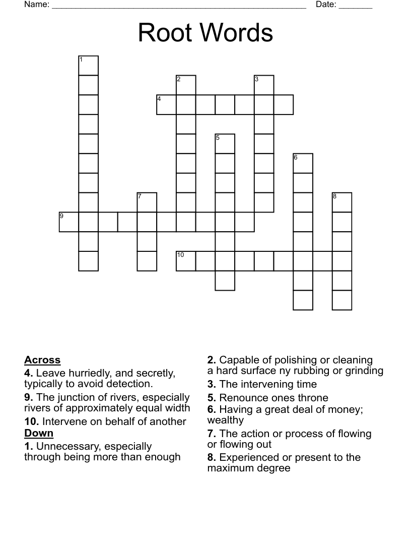 Root Words Crossword