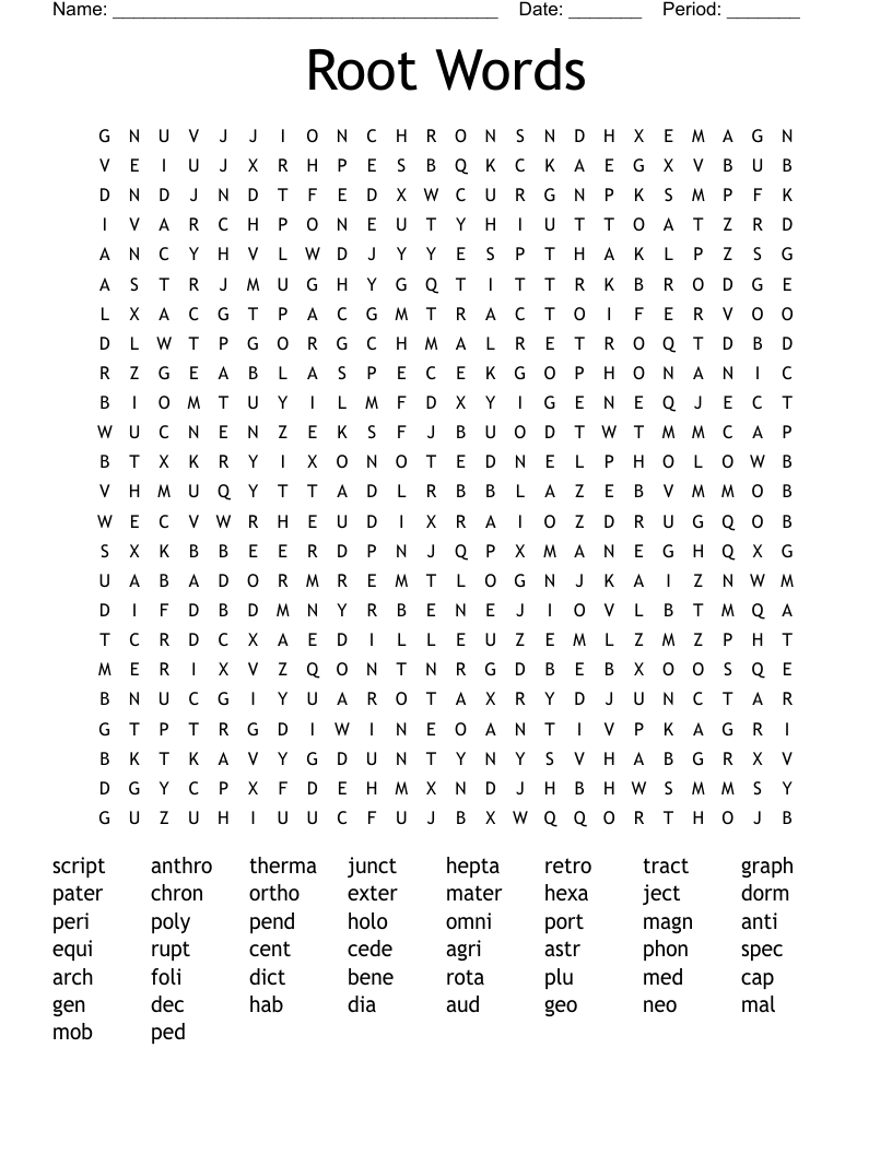 Root Words Word Search