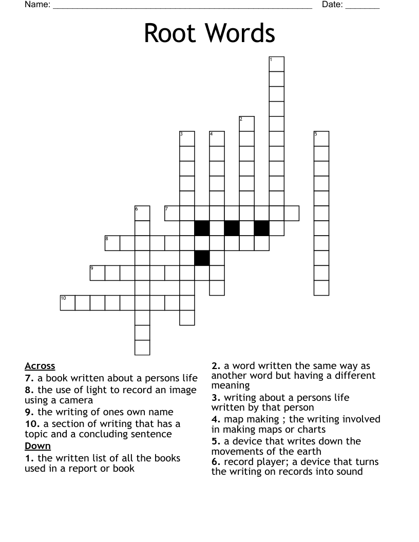 Root Words Crossword