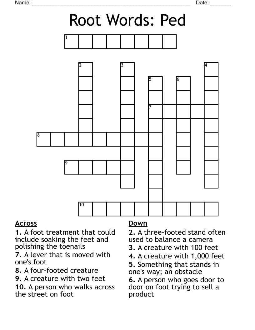 Root Words: Ped Crossword