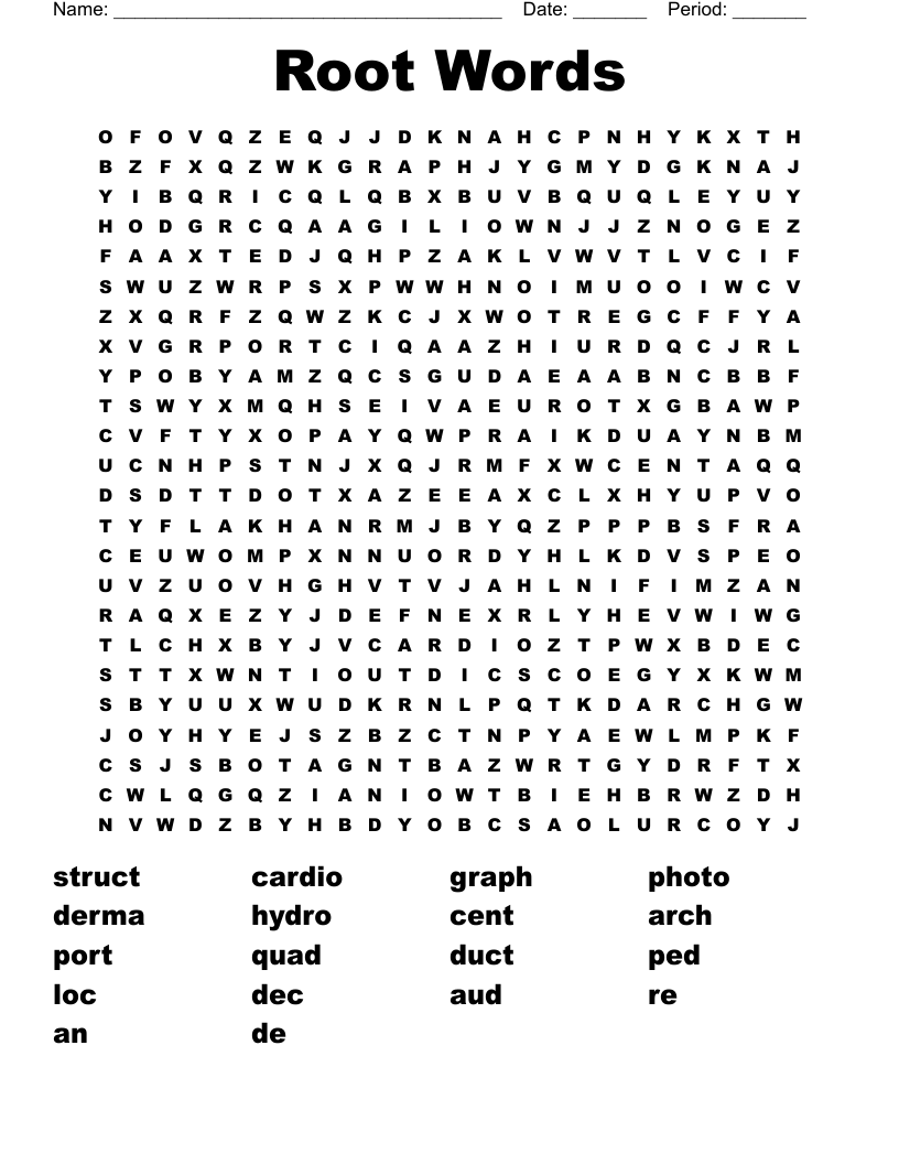 Root Words  Word Search
