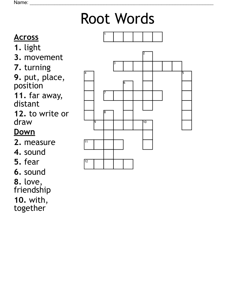 Root Words  Crossword