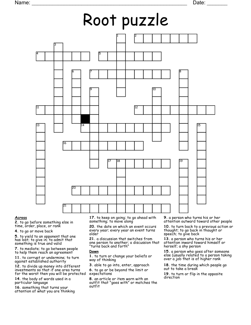 Root puzzle Crossword