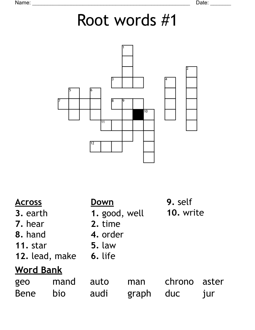 Root words #1 Crossword