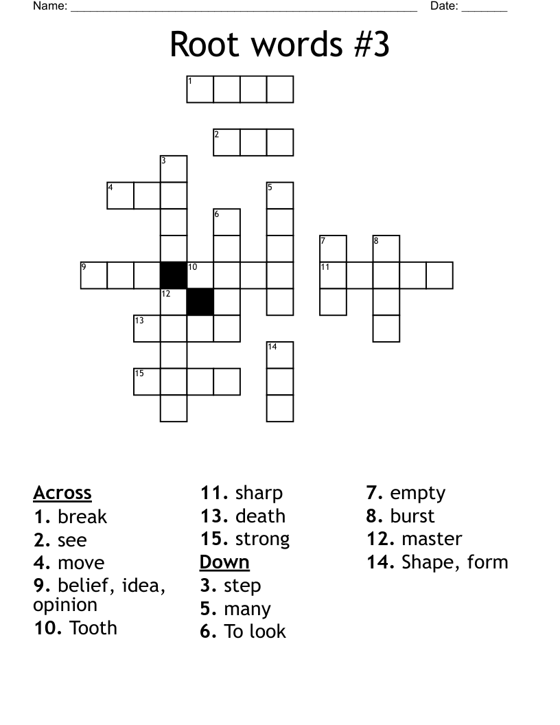 Root words #3 Crossword