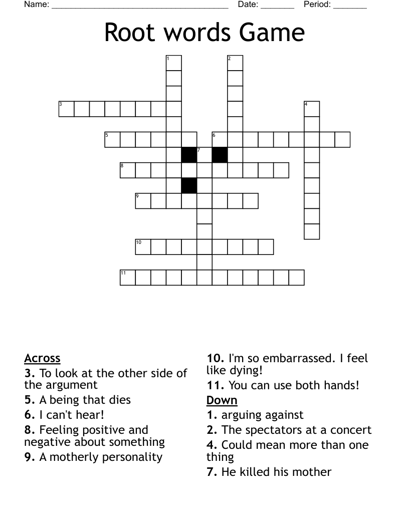 Root words Game Crossword