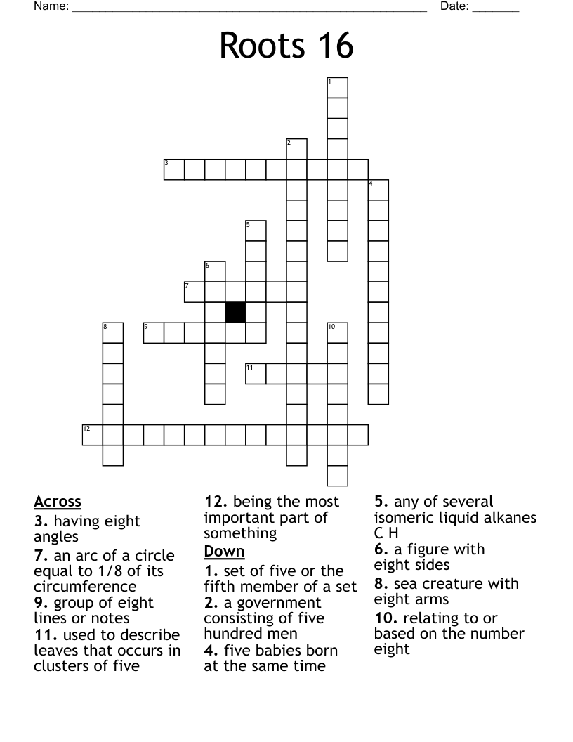 Roots 16 Crossword