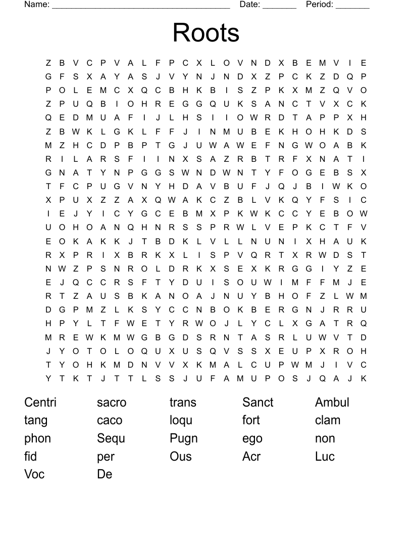 Roots Word Search