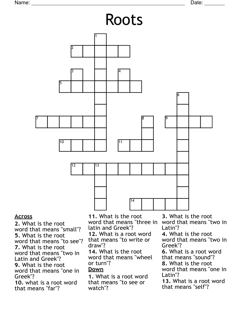Roots Crossword