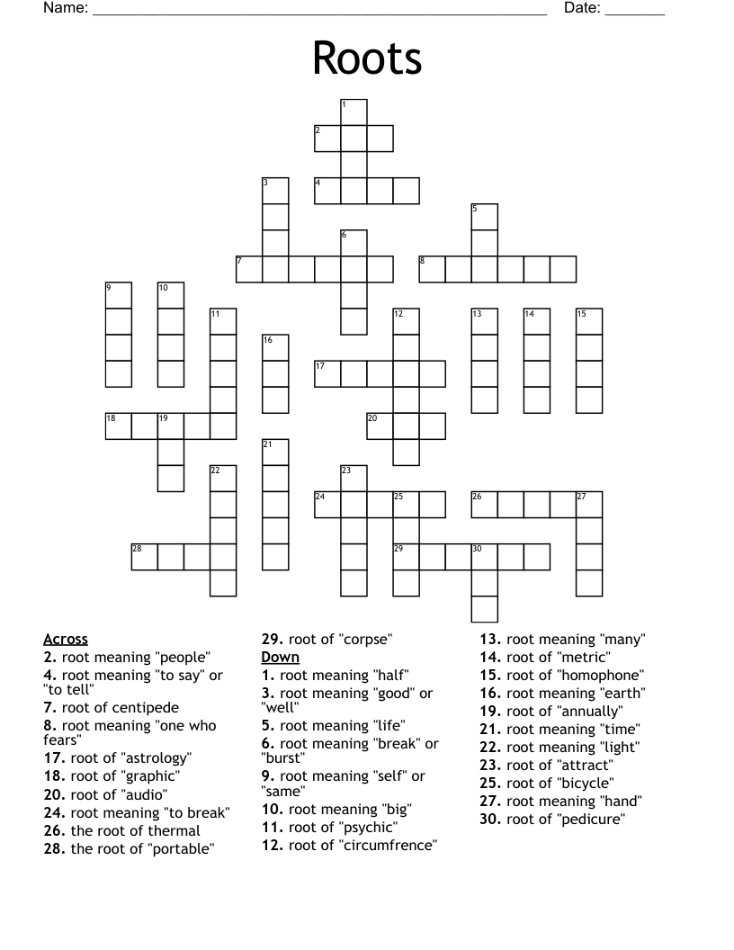 Roots Crossword