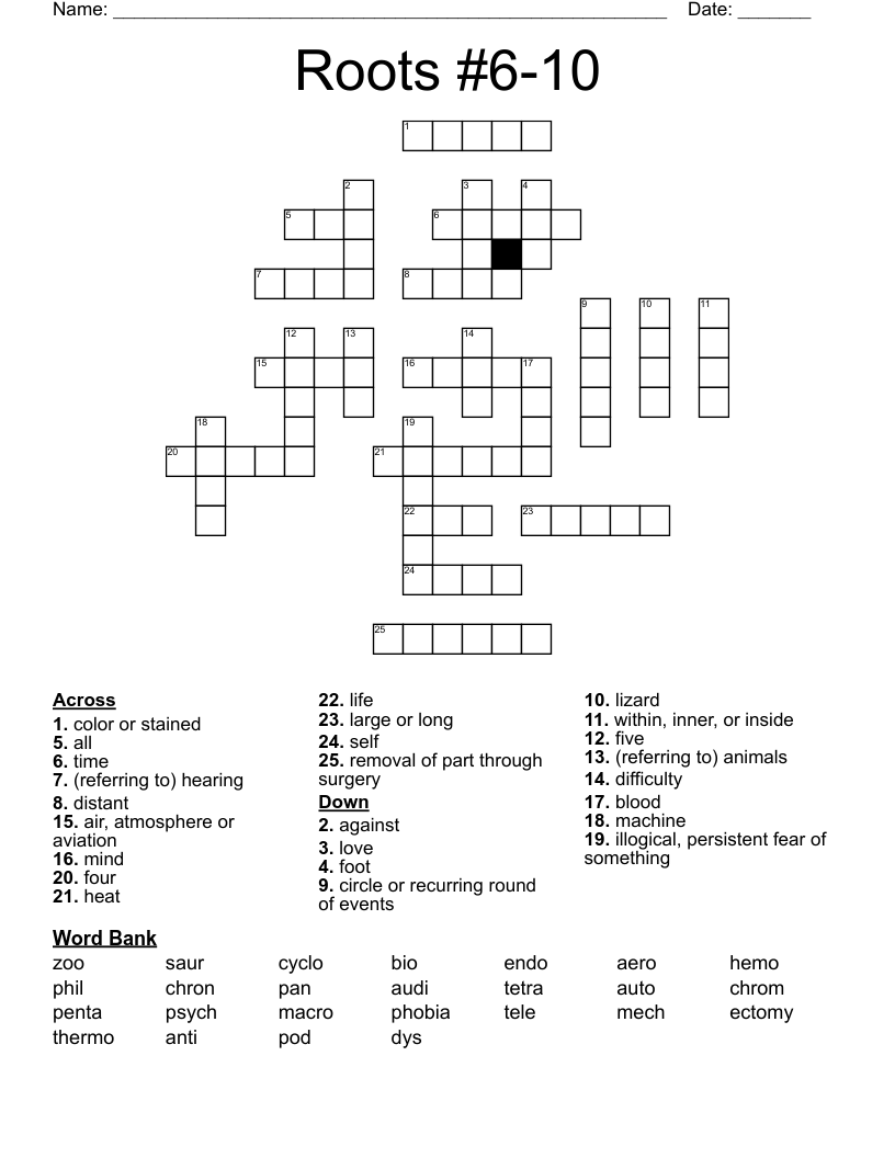 Roots #6-10 Crossword