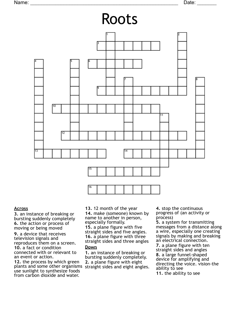 Roots Crossword