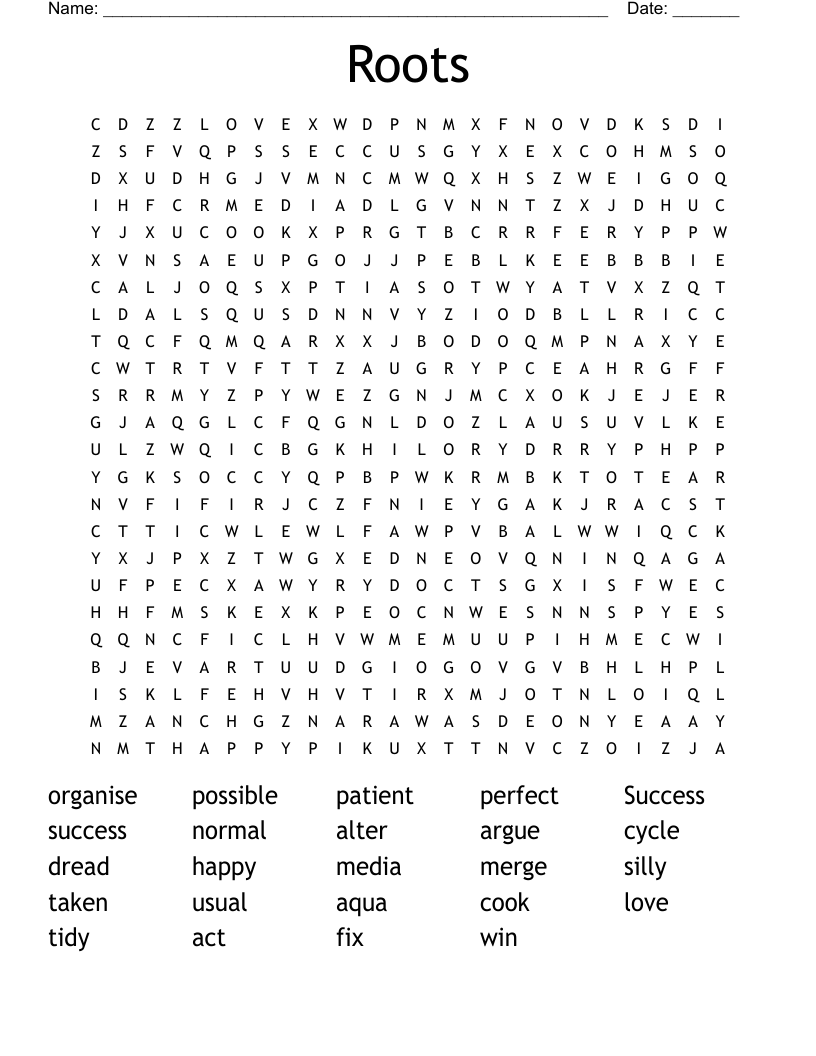 Roots Word Search