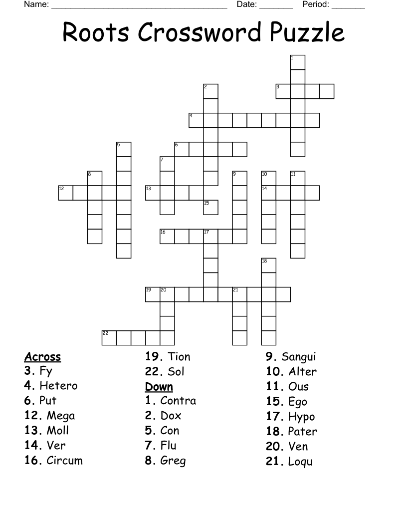 Roots Crossword Puzzle