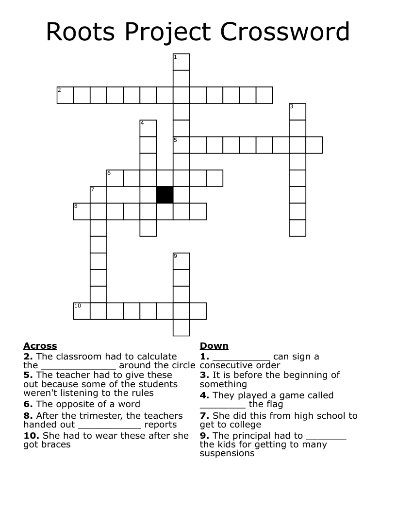 Roots Project Crossword