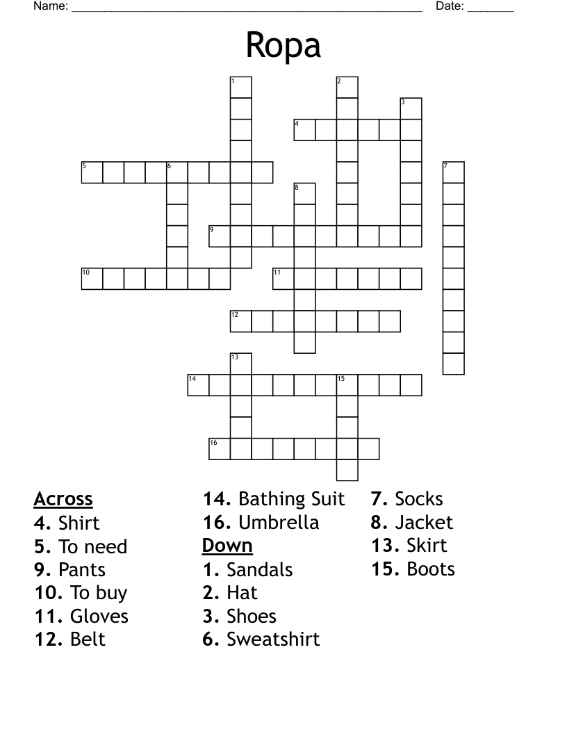 Ropa Crossword