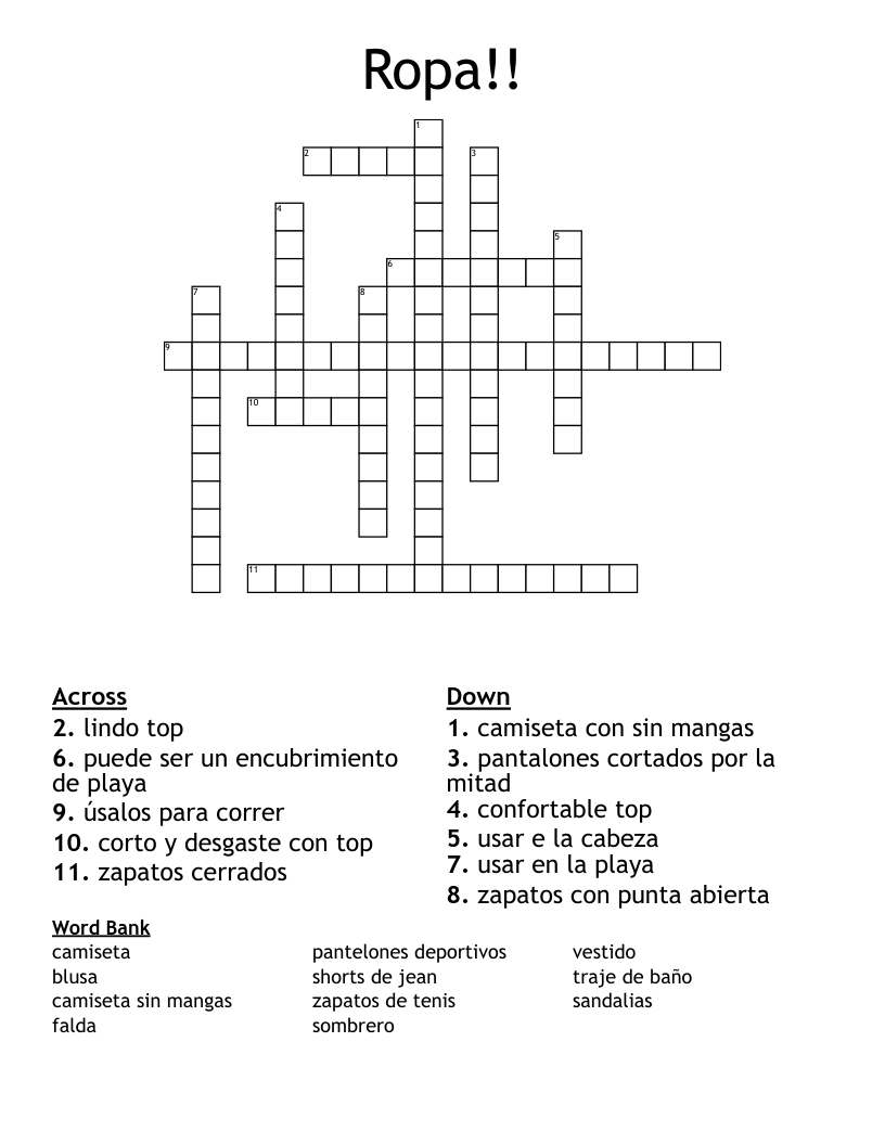 Ropa!! Crossword