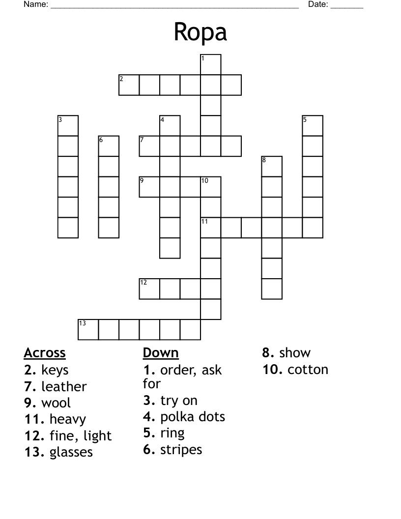 Ropa Crossword