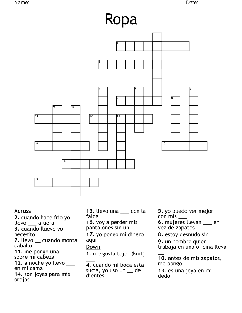 Ropa Crossword