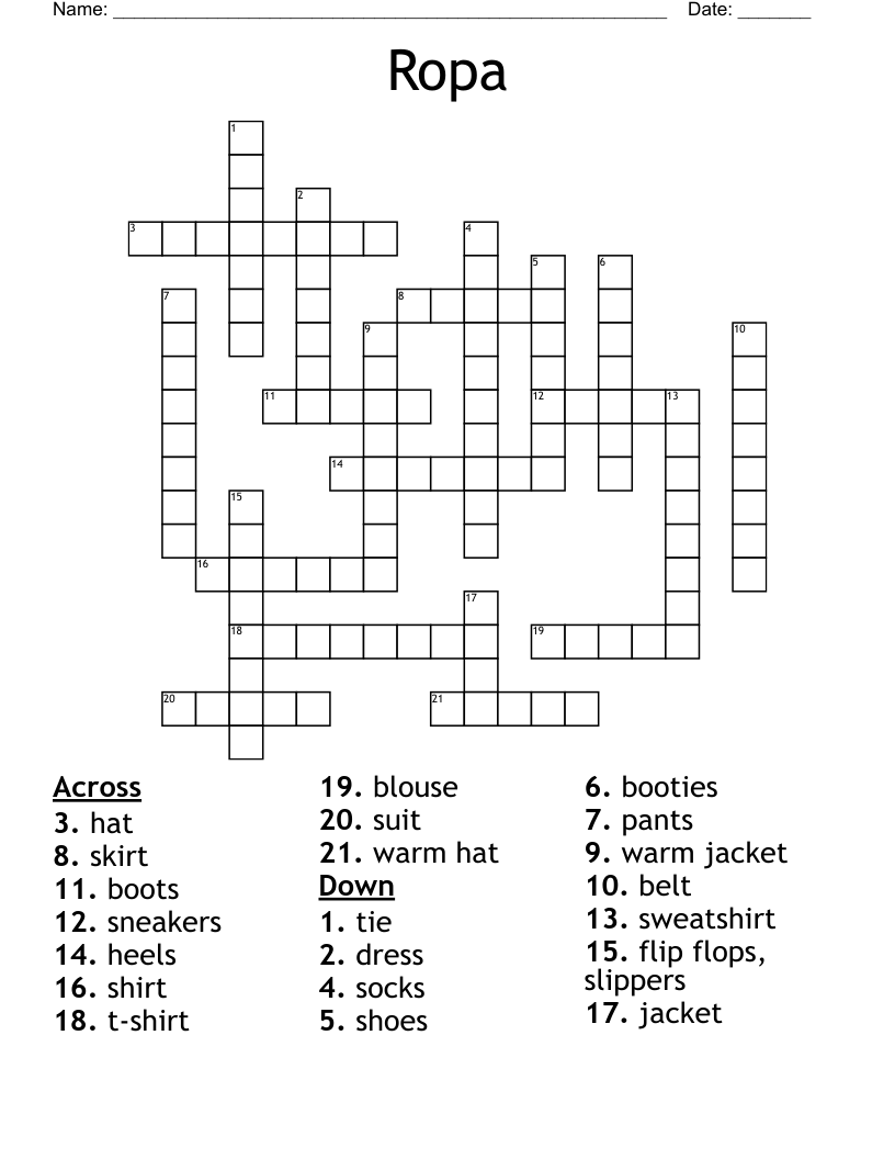Ropa  Crossword